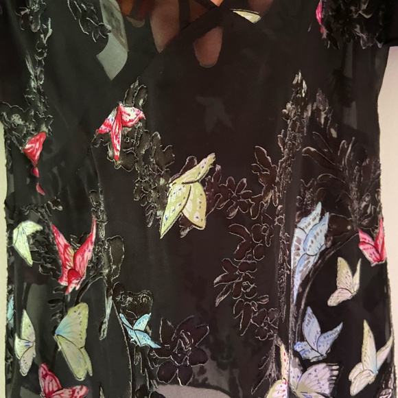 Black Silk Blouse with Colourful Butterfly Print - Picture 6 of 11